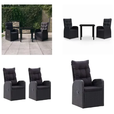 Image de vidaXL Ensemble de jardin 3 pièces avec coussins Noir - Ensemble de jardin - Ensemble de jardin - Ensemble de meubles de jardin