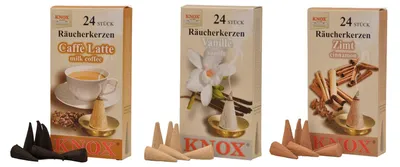Produktbild von KNOX Räucherkerzen Kaffeduftset - entspannende Düfte wie im Café für Zuhause - 24 Räucherkerzen pro Packung - Vanille Latte mit Zimt