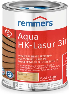 Produktbild von Remmers Aqua HK-Lasur 3in1 farblos 0,75 l, Holzlasur