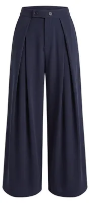Produktbild von Blaue Hose mit hohem Bund, weitem Bein, lockerem Schnitt und Taschen, Größe S