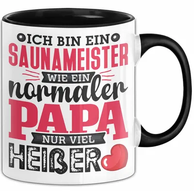 Zdjęcie produktu dla Zabawny kubek na prezent dla taty – mistrza sauny z humorystycznym napisem (czarny)