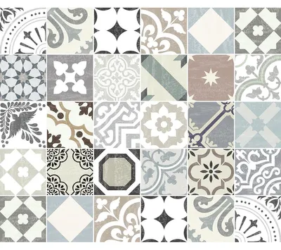 Image de Autocollants décoratifs pour meubles – 30 autocollants Verah imitant des carreaux de ciment – 30 autocollants de 10 x 10 cm