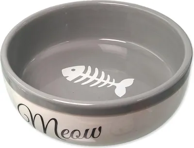 Zdjęcie produktu dla MAGIC CAT miska ceramiczna biało/szara Meow 13,4 x 4 cm 170 ml