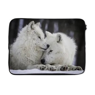 Produktbild von MuchoWow® Laptop Hülle 14 ZollWölfe - Schnee - Familie Laptoptasche - Laptoptasche - Stoßsicher - Schutzhaube
