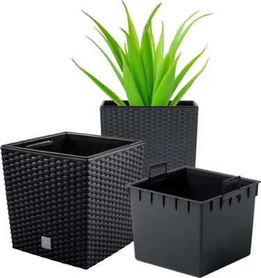 Obrázok produktu pre Květináč Rato Low Záhradný Plastový 64 L, Antracit + Vložka