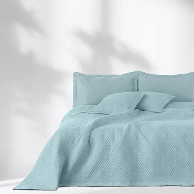 Image de AmeliaHome Couvre-lit élégant bleu 170x270cm motif