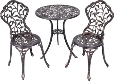 Produktbild von GOPLUS Gartenmoebel Sitzgarnitur Gartengarnitur Balkonmoebel Balkonset Sitzgruppe Gartenset Balkongruppe, mit 2 Stuehlen, aus Aluminium, Dunkelbraun, 60x65cm