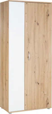 Produktbild von Mehrzweckschrank Garderobenschrank 1 Tür 5 Fächer Weiß Artisan Oak Schrank Regal