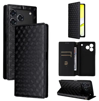 Immagine prodotto di Per ZTE Blade A76 4G Design cubico Flip Pelle finta Smart Wallet Cover Nero