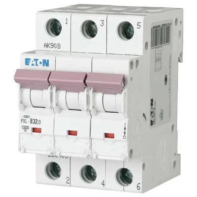 Zdjęcie produktu dla EATON wyłącznik różnicowoprądowy 32A PXL-C32/3 3-biegunowy zdolność łączeniowa 10kA C-Char. PXL-C32/3 (236429)
