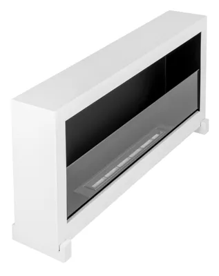 Immagine prodotto di Caminetto a bioetanolo S-Line BOX 90 cm, da appoggio. Caminetto da parete, bianco con vetro, da appoggio o da appendere alla parete