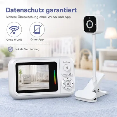 Produktbild von Babyphone mit Kamera ohne WLAN – 2,8" Display, 940 nm Nachtsicht, VOX-Funktion – Temperatursensor, 4-fach Zoom und Zwei-Wege-Audio – sicherer 2,4 GHz Baby Monitor