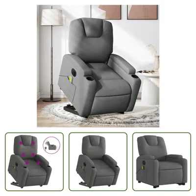 Immagine prodotto di The Living Store Poltrona massaggiante elettrica con ausilio per la posizione eretta in tessuto grigio scuro