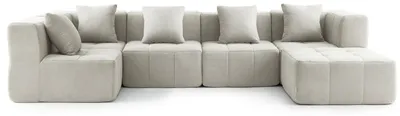 Produktbild von MILYSOFA SOFABULOUS 5-Sitzer modulares Ecksofa mit Chaiselongue, cremefarbener beiger Feinschlingenstoff