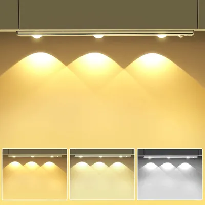 Produktbild von OUILA 30CM Unterbauleuchte Schrankbeleuchtung mit Bewegungsmelder LED Sensor Licht 1200 mAh USB Aufladbar Schrankleuchten stufenlose dimmbar Nachtlicht für Küche, Schlafzimmer, Treppe-1 Stück