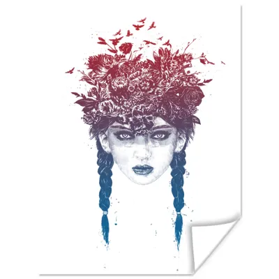 Produktbild von MuchoWow® Poster Frau - Blumen - Natur - Vögel 60x80 cm - Schlafzimmer Dekoration