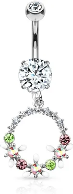 Produktbild von Bauchnabelpiercing Piercing Blumenkranz Zirkonia Kristalle Bananabell Autiga® silber
