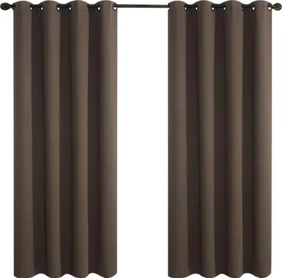 Zdjęcie produktu dla Zasłona zaciemniająca welur brązowa 225x140 cm oczka termo nieprzezroczysta zestaw 2 sztuki