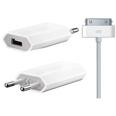Produktbild von 2v1 Apple iPhone 3G, 4, 4S iPod napájecí zdroj + nabíjecí kabel datový kabel nabíječka bílá