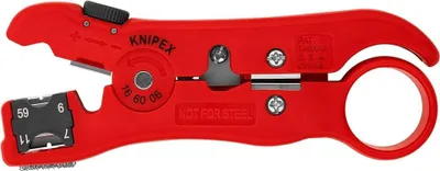 Produktbild von Universalisierendes Werkzeug für Koaxialkabel KNIPEX 16 60 06 SB (Länge 125 mm), Profiwerkzeug für RG 59, RG 6, RG 7, RG 11 und Datenkabel, Rot