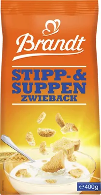 Productafbeelding van Brandt: Kleine bouillonbroodjes en soepbroodjes, geschikt voor soepen. Verpakking van 400 gram