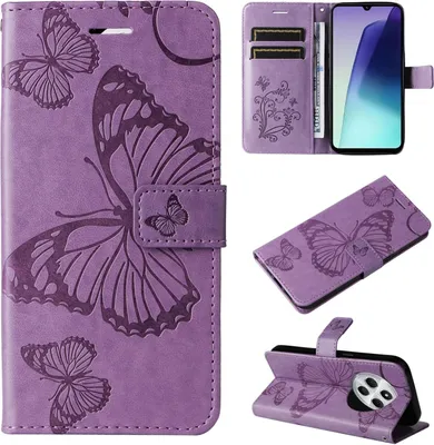 Produktbild von Mobigear Butterfly  Xiaomi Redmi 14C Hülle Klapphülle Geldbörse - Lila