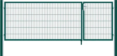 Produktbild von HOME DELUXE - Doppelflügel Gartentor ADITUS - Grün, 120 x 350 cm - inkl. Griff, Schloss, Schlüsseln und Bodenverriegelung I Gartenpforte Einfahrtstor Hoftür