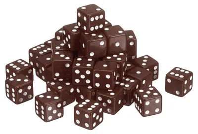 Produktbild von Würfel D6, 36 Stück, 19 mm, braun, für Brettspiele