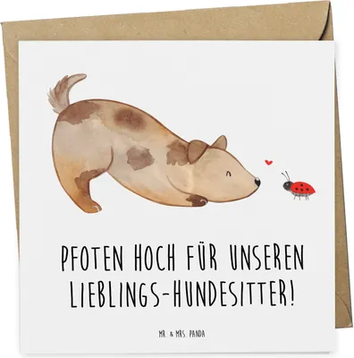 Produktbild von Mr. & Mrs. Panda Grußkarte Lieblings-Hundesitter - Weiß - Geschenk, Handgefertigt, Aufmerksamkeit, anlasskarte, faltkarte, Bedanken, Dankeschön, Dankbarkeit zeigen