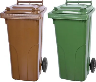 Produktbild von SuperSparSet 2x PROREGAL 2-Rad-Mülltonne MGB | HDPE-Kunststoff | 120 Liter | Braun & Grün