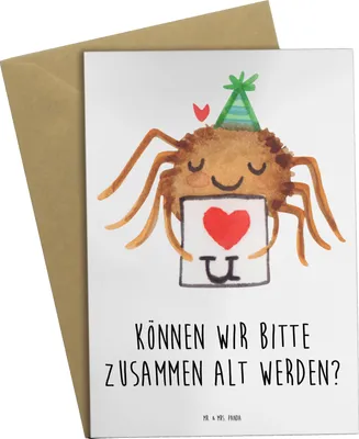Produktbild von Mr. & Mrs. Panda Glückwunschkarte Spinne Agathe Brief - Weiß - Geschenk, Treuetest, Ich Liebe Dich, Liebesbeweis, osterkarte, Klappkarte, Liebespaar, einladungskarten
