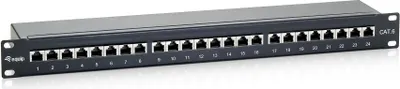 Produktbild von Equip Patchpanel 24x RJ45 Cat6 19" FTP 1HE Premium schwarz