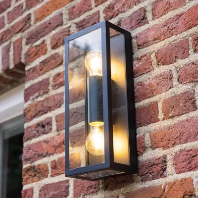 Produktbild von hoftronic LED Wandleuchte 8W IP44 Schwarz 2x E27 Fassung Dimmbar