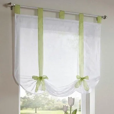 Obrázek produktu pro Romantické záclony z voálu – dekorace do interiéru s nastavitelnou výškou – 60 x 140 cm – zelené