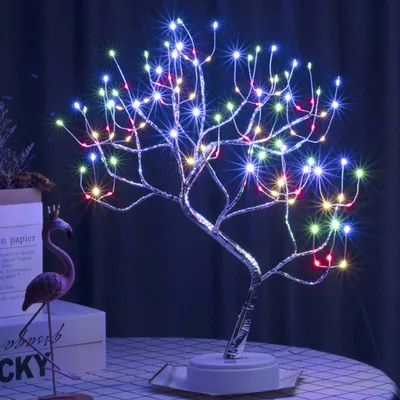 Produktbild von LED Kupferdraht Baum Lampe Bunt Künstlich Bonsai Baum Nachtlicht Dekoleuchten Batteriebetrieben Innen Deko
