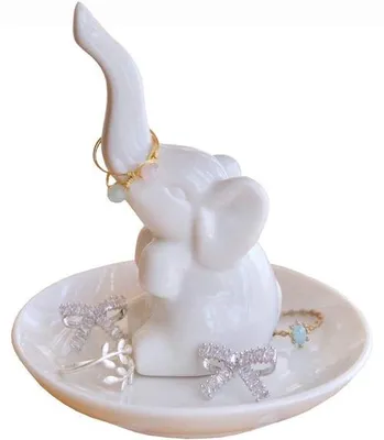 Produktbild von Weißer Elfenbein-Ringhalter, Elfenbein-Ringstand, Einzigartige Schmuckhalter, Geschenk für Mutter, Freundin, Mädchen, Neuheit Elfenbein-Geschenk Hochzeit Geburtstag Weihnachtsgeschenk