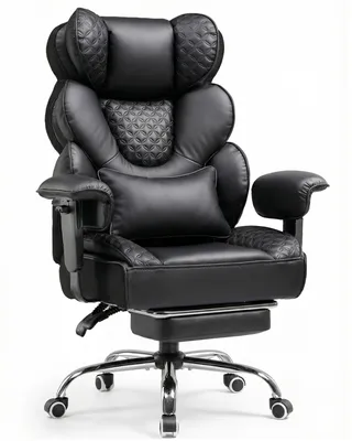 Immagine prodotto di COMHOMA Sedia da gioco ergonomica, sedia da ufficio 180 kg, con supporto lombare e poggiapiedi regolabili, design ibrido in  e rete, poltrona da ufficio