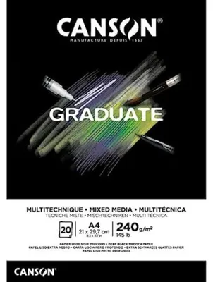 Zdjęcie produktu dla Podkładka CANSON C31250P017 CANSON GRADUATE MIXED MEDIA, czarna, DIN A4