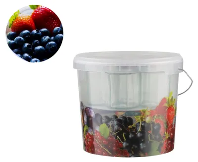 Produktbild von Pflückeimer mit 10 Einmachgläsern im Obst-Design