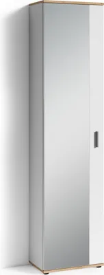 Produktbild von byLIVING Hochschrank Jakob, 49x196x30 cm, Melamin weiß mit Artisan Eiche, mit Spiegel
