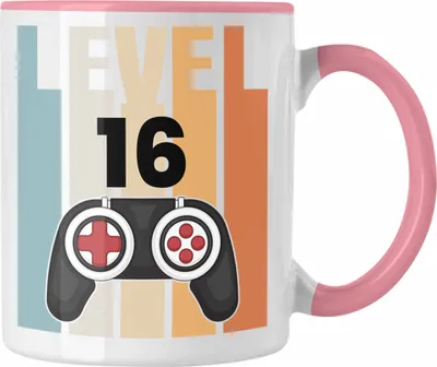 Produktbild von Trendation - 16. Geburtstag Tasse Gamer Jungs Jungen Geschenkidee zum Geburtstag Lustig Sechszehn (Rosa)