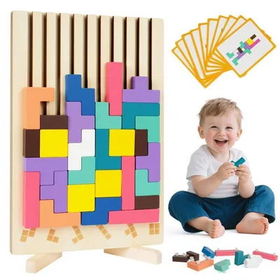 Obrázek produktu pro Dřevěná puzzle hra "Stohování" se 42 dílky a kartami