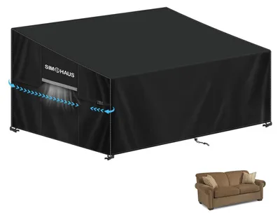 Image de Housse de protection pour canapé de jardin, dimensions 155x85x81/61 cm, tissu Oxford 420D, imperméable, adaptée à l'hiver