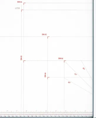 A diagram showing different paper sizes and their divisions, with a ruler at the bottom.