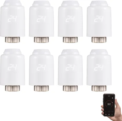 Produktbild von 8X ZigBee Elektronischer Heizkörperthermostat, Smart Radiator Thermostat Programmierbarer Thermostatventil APP-Steuerung, Sprachsteuerung Heizkörperregler kompatibel mit Alexa, Google Assistant, Fenster geöffnet, Frostschutzfunktion