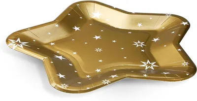 Image de Assiettes en carton dorées "Stern", diamètre 25 cm, lot de 30, assiettes jetables pour Noël et les fêtes