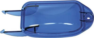 A blue plastic part for a dryer.
