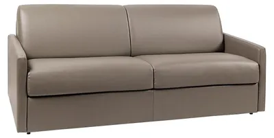Produktbild von 4-Sitzer-Schlafsofa Express in taupe Kunstleder mit Memory-Schaum-Sitzfläche - Breite Lattenrostauflage 160 cm - 18 cm Matratze CALIFE