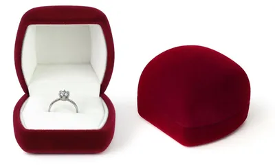 Productafbeelding van Ringdoosje ringendoos aanzoek - Fluweel - 6 x 6,5 x 5 cm - Rood - Voor huwelijksaanzoek en verloving