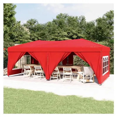 Produktbild von Faltpavillon Wasserdicht Stabil mit Seitenwänden Rot 3x6 m